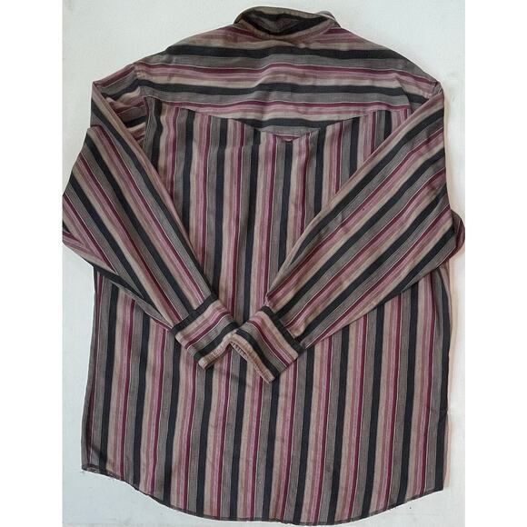 VTG Wrangler Cowboy Grunge Pearl Snap Shirt Striped Western Sz XL Cowboycore - Picture 7 of 9